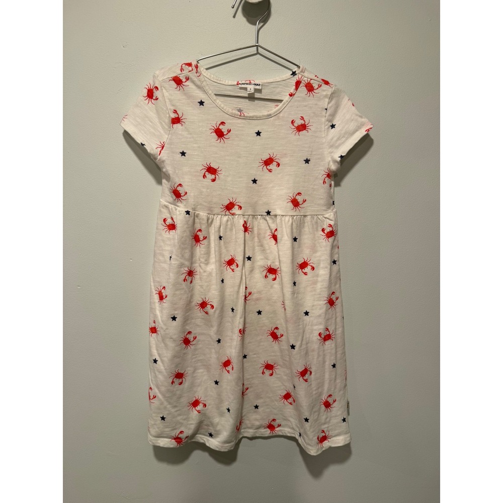 Sammy + Nat Girls White Crab Star Print Dress Size 7 Coastal Preppy Nautical